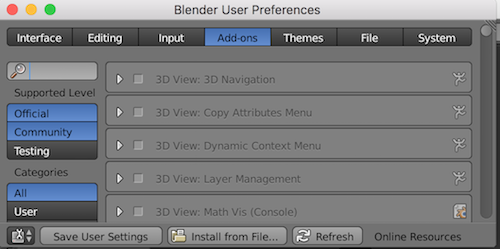 Blender save addon